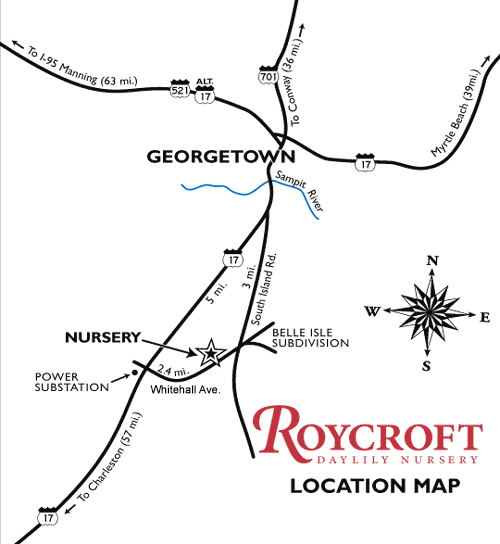 Georgetown Map Roycroft Daylily Nursery